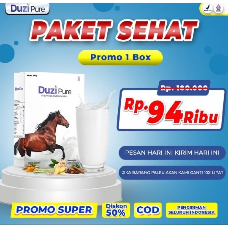 

DUZI PURE Susu Bubuk Kuda Liar Isi 200 Gram