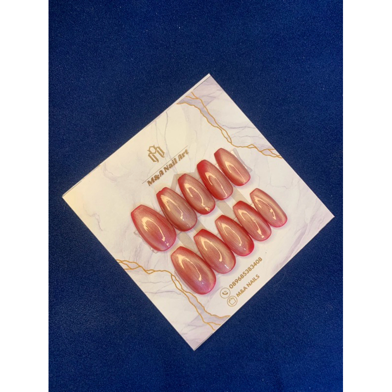 NAIL ART BY M&A / NAIL ART WEDDING / NAIL ART CAT EYE / NAIL MERAH / KUKU PALSU MERAH / KUKU KUKUAN 