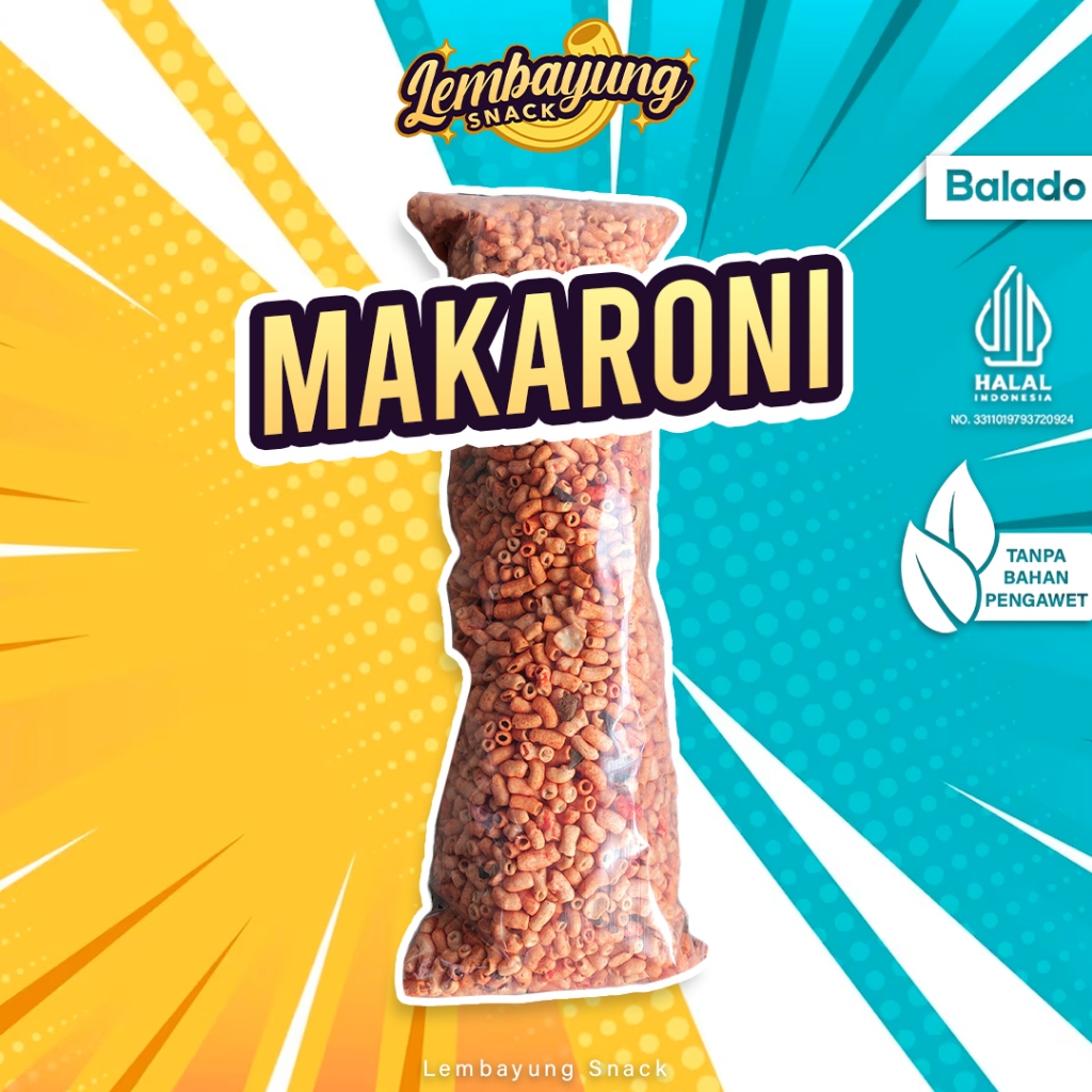 

MAKARONI PIPA BANTAT 1 BALL (1KG) snack camilan MAKARONI pipa bantat kemasan 1KG - RASA Balado