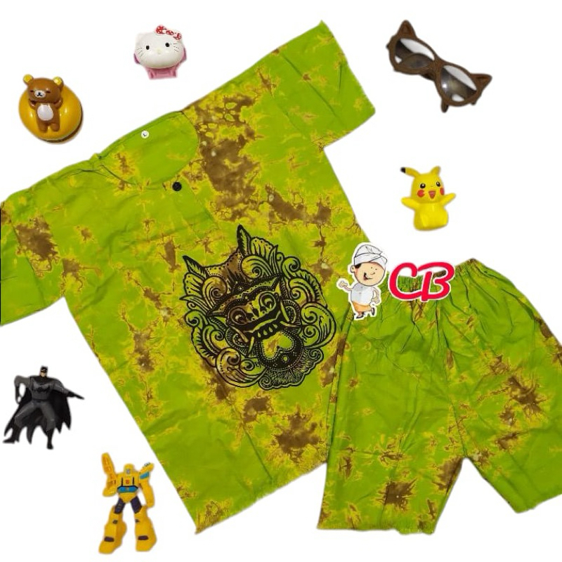 Baju Barong Anak Laki Laki Perempuan 1-10 Tahun Setelan Barongan Bali Set Kaos Celana Cowok Cewek