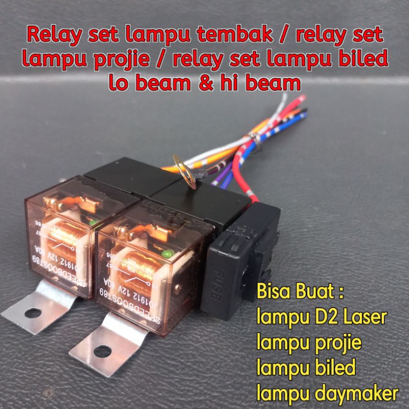 Relay set lampu tembak low beam dan high beam / Relay set Lampu BiLed