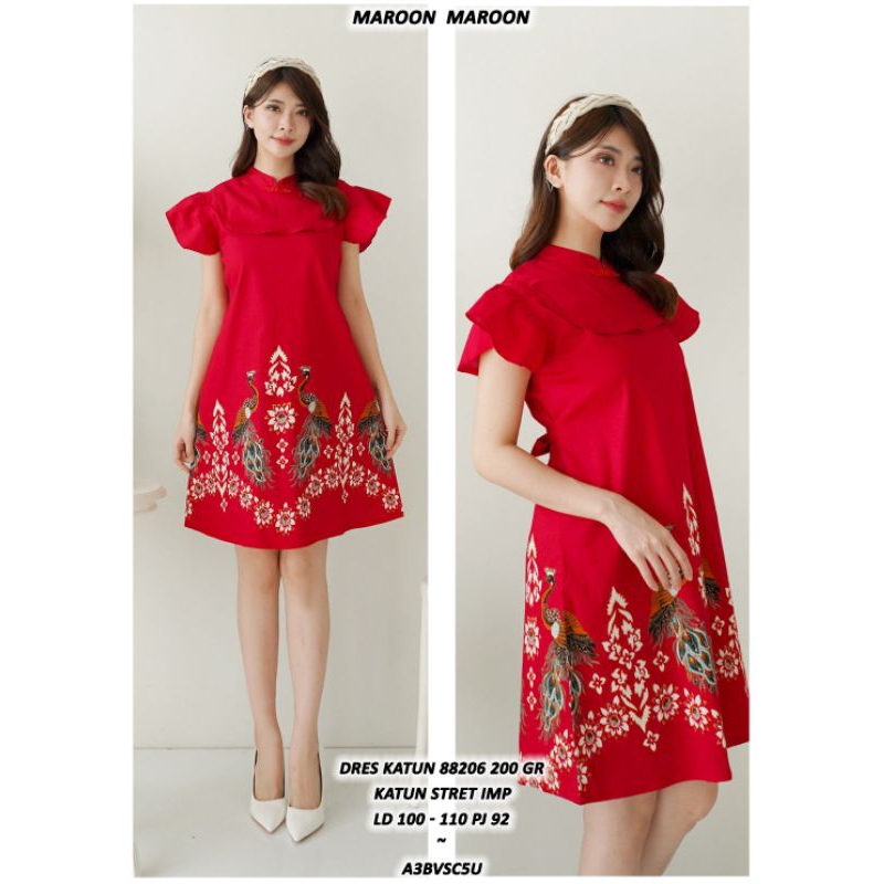 88206 dress batik merah