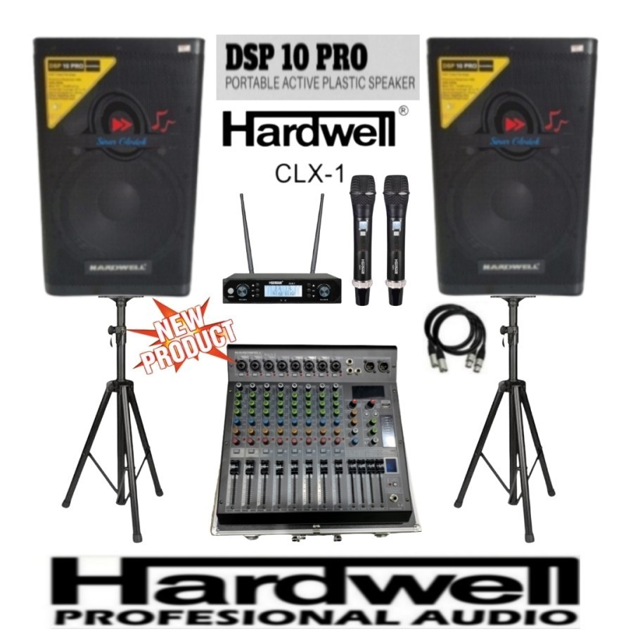 Paket Lengkap Sound System Karaoke HARDWELL Speaker Aktif DSP 10 PRO ORIGINAL