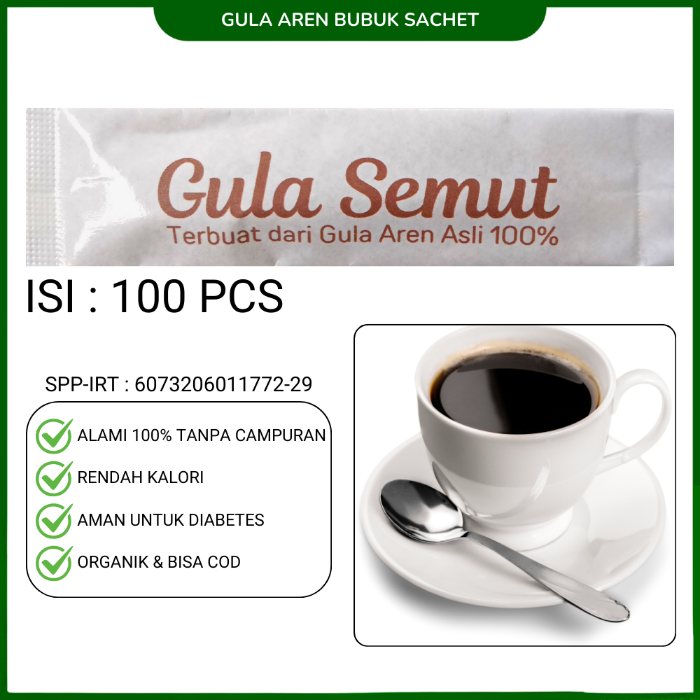 

Gula Aren Semut Asli Sachet Bubuk Brown Sugar 100 Sachet