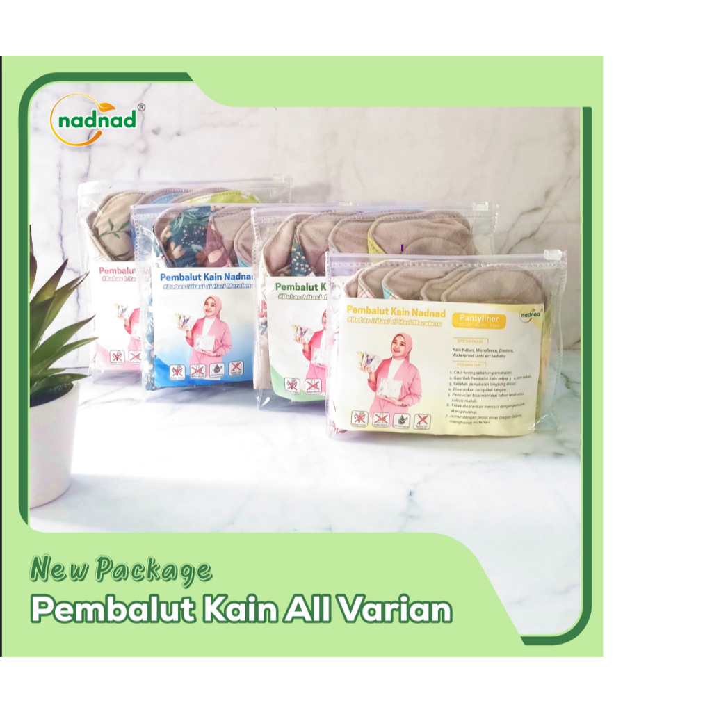 Aurabaik Nadnad Menspad Day 1 Pack Isi 4 Pcs Pembalut Kain Wanita Cuci Ulang, Panjang 27Cm