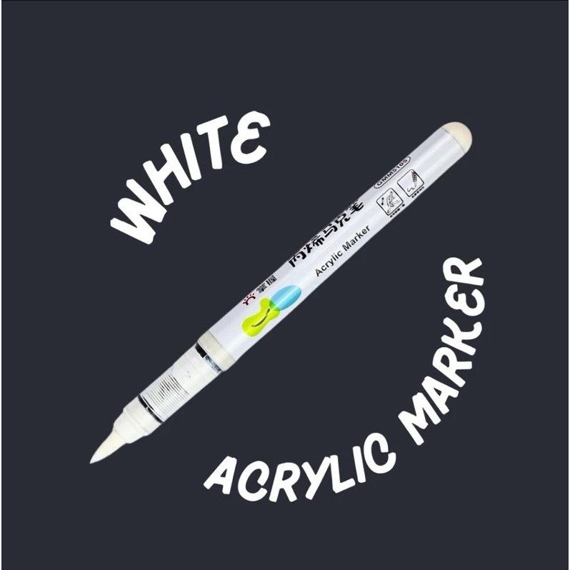 

GRASP Brush Pen Acrylic Marker White Penebal Crayon Warna Putih