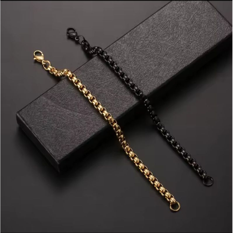 Gelang Titanium Rantai Rolo – Fashion Unisex, Anti Karat, Kuat & Tahan Lama