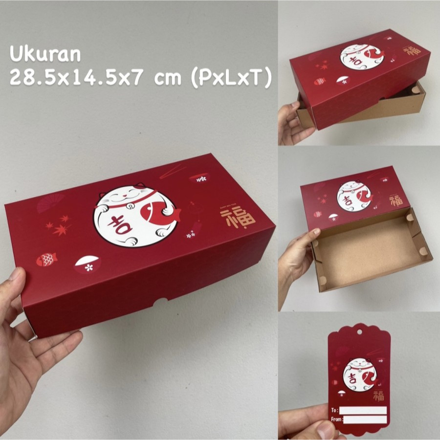 

( 5 pcs ) Dus Kotak Imlek Lucky Cat Isi 2 Toples Hardtop Bulat 500gr Box Hampers CNY