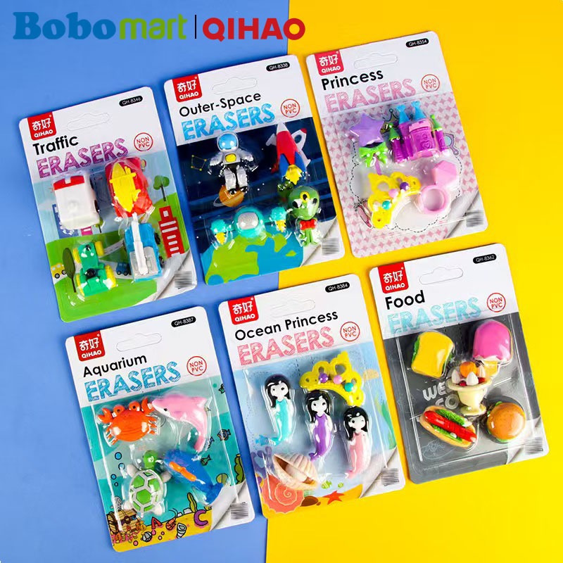 

BOBOMART Penghapus Eraser Karakter Fancy 1 Set Qihao QH-83 (Dinosaur, Mermaid, Ice Cream, DLL)
