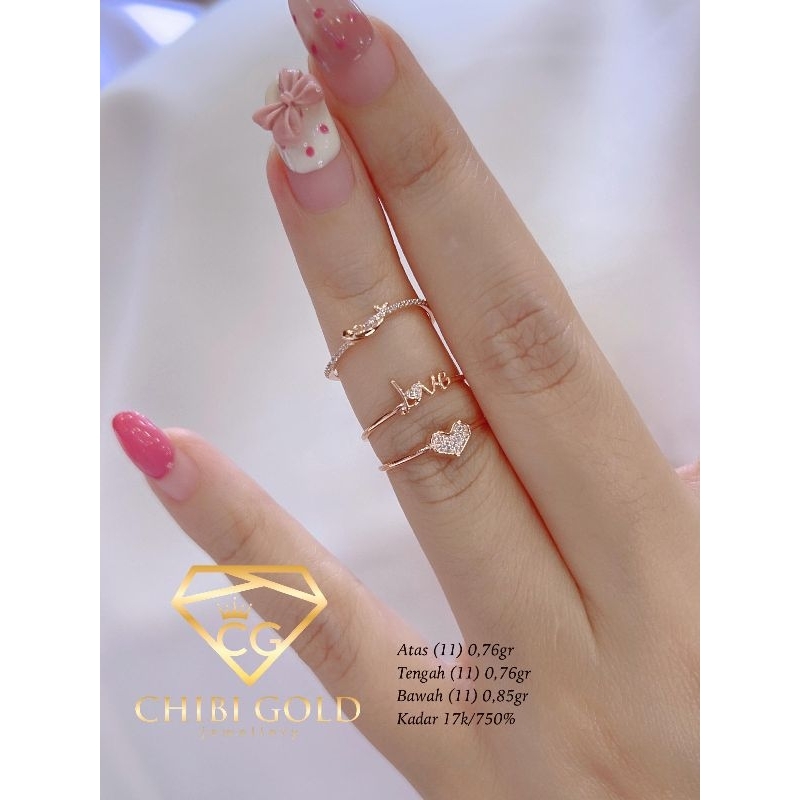 CHIBI GOLD - Cincin love 750 kadar 17K - chibi gold