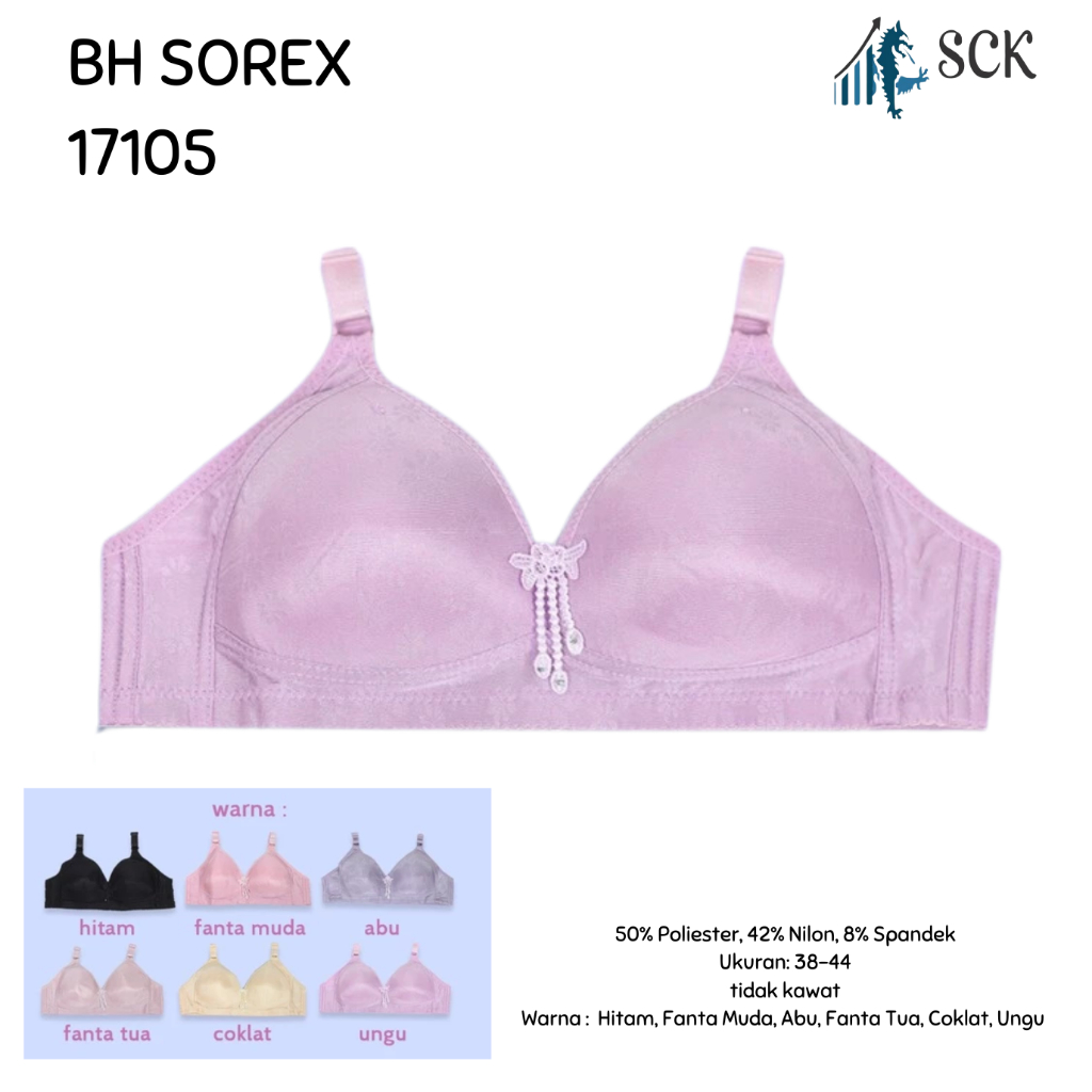 BH SOREX 17105 Tanpa Kawat Busa Tipis Motif Bunga / Pakaian Dalam Wanita - sckmenwear GROSIR