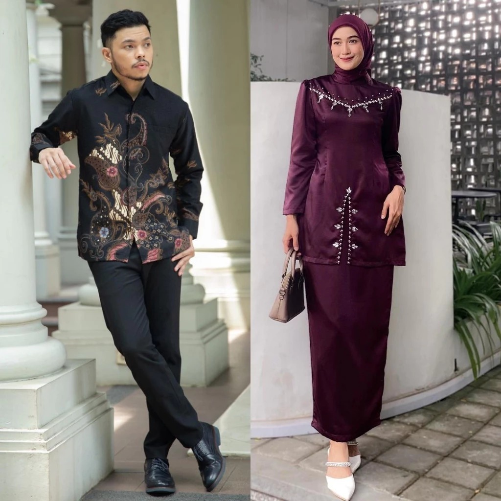 AUDRINA BUSANA - FAYRA ONESET KURUNG MELAYU COUPLE KEMEJA BATIK TERBARU | SETELAN KONDANGAN WANITA C