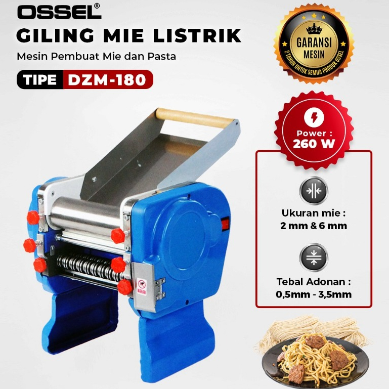 OSSEL Giling Mie Listrik 20Kg Mesin Mie Gilingan Mie Listrik Penggiling Pangsit DZM180 OSSEL