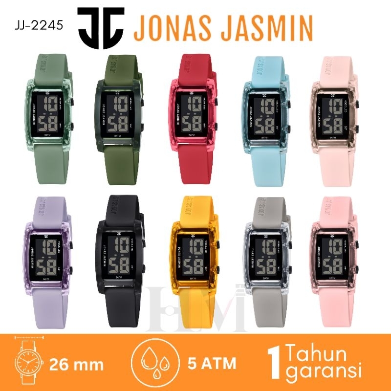 Jonas Jasmin JJ-2245 Jam Tangan Wanita Original Digital Karet Antiair