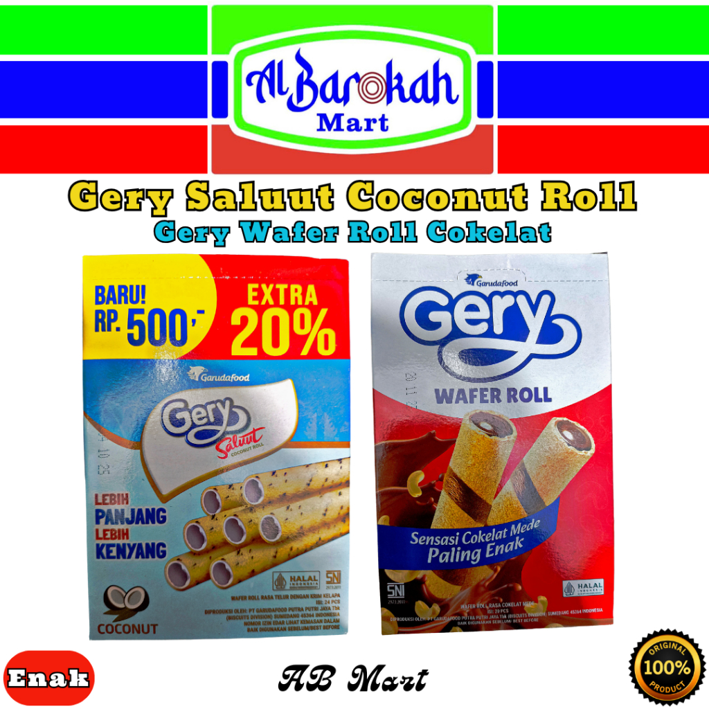 

Gery Saluut Coconut Roll | Gery Wafer Roll Cokelat