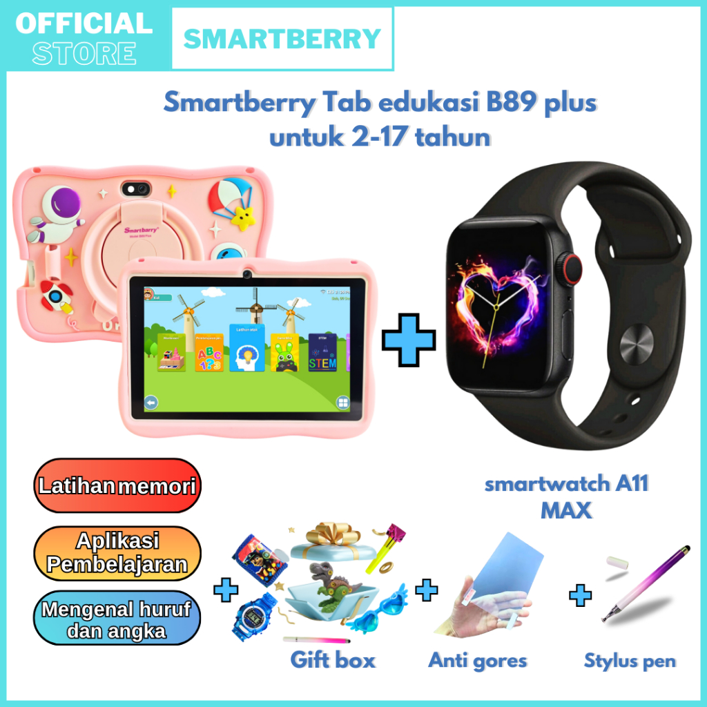 tokobueyo (B89PLUS + A11max) SMARTBERRY KIDS STUDY TABLET + SMARTTCH / TAB B89 Plus / smarttch A11