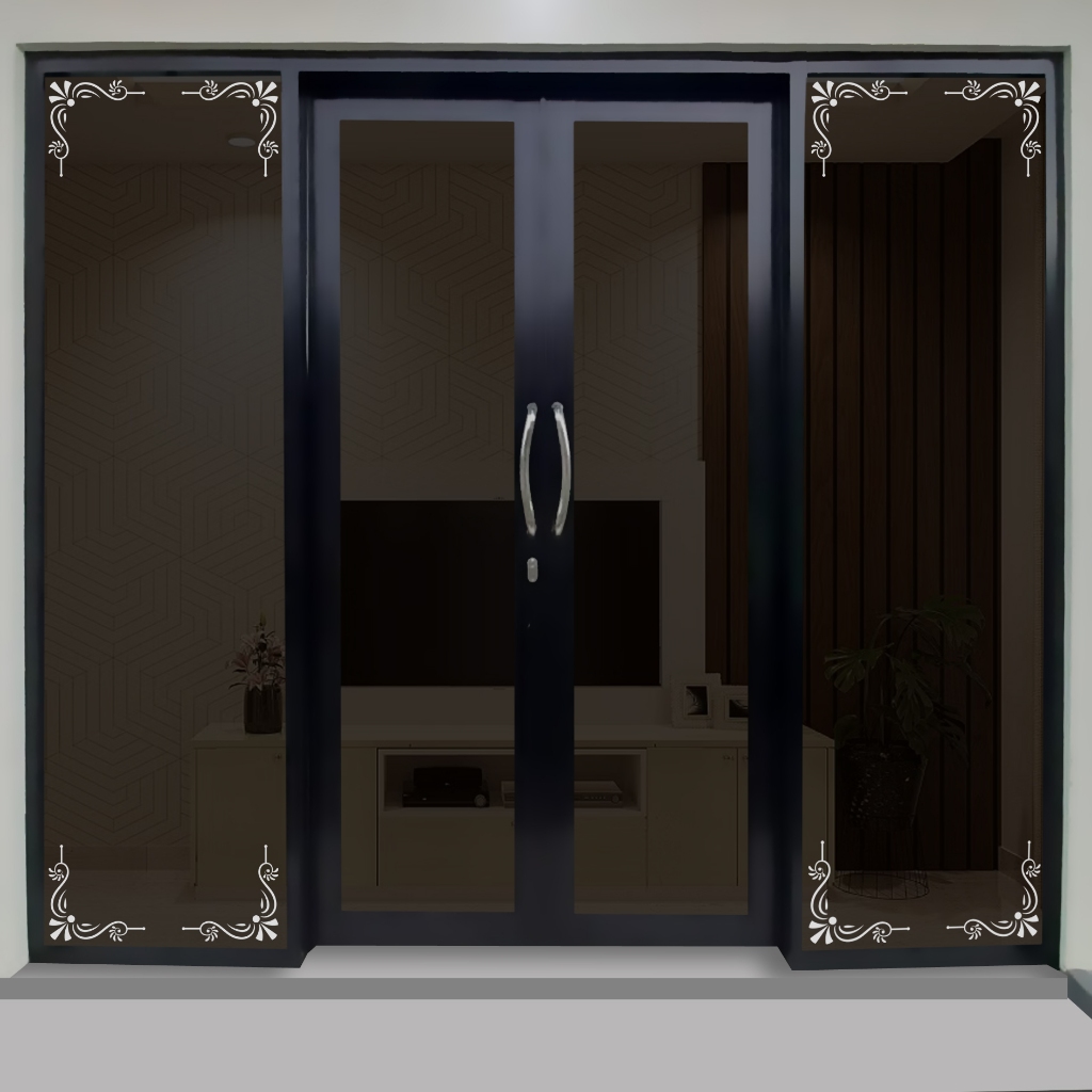 Stiker list sudut kaca dekoratif elegant untuk kaca jendela pintu