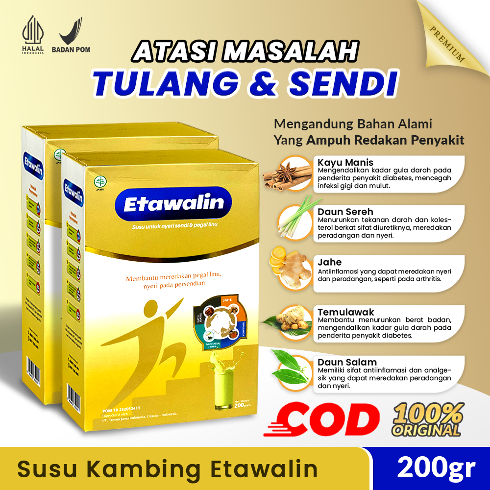 

ETAWALIN Susu Kambing Etawa Herbal Cegah Syaraf Kejepit Tulang Rematik Asam Urat 2 BOX