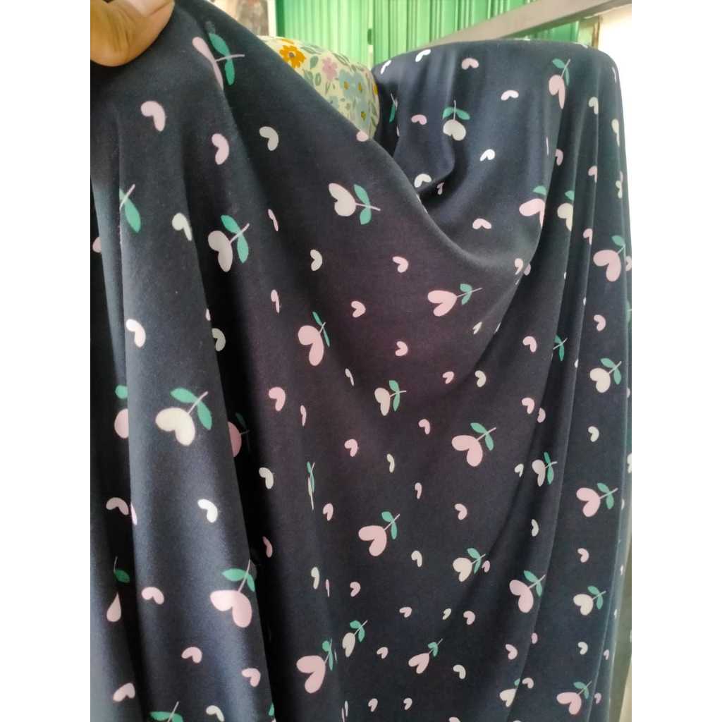 kain katun rayon viscose motif bunga love cantik terbaru best seller