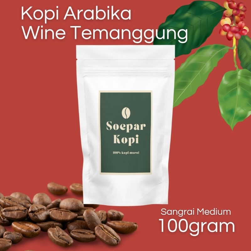 

Kopi Arabika Wine Temanggung sangrai medium 100% kopi murni tanpa campuran