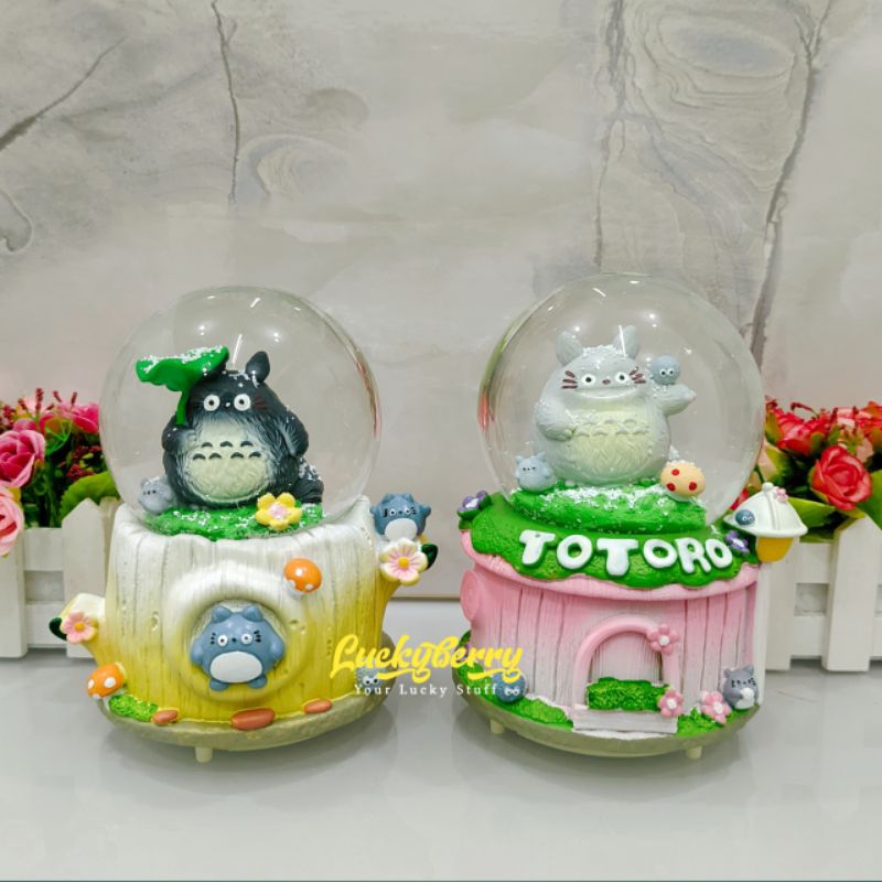 Snowball /Pajangan Bola Kaca Music Box  XL (100) + Lampu Salju Otomatis Bergerak TOTORO