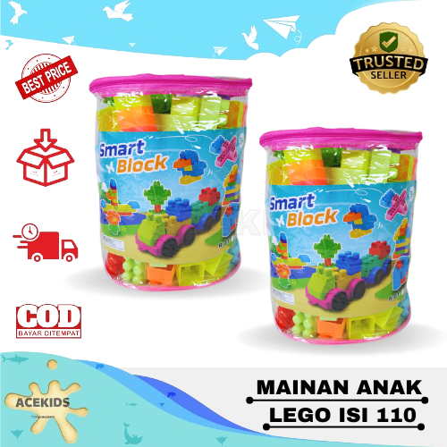 Mainan Anak Lego Block Edukasi Isi 110 PCS Besar Edukasi Acekids