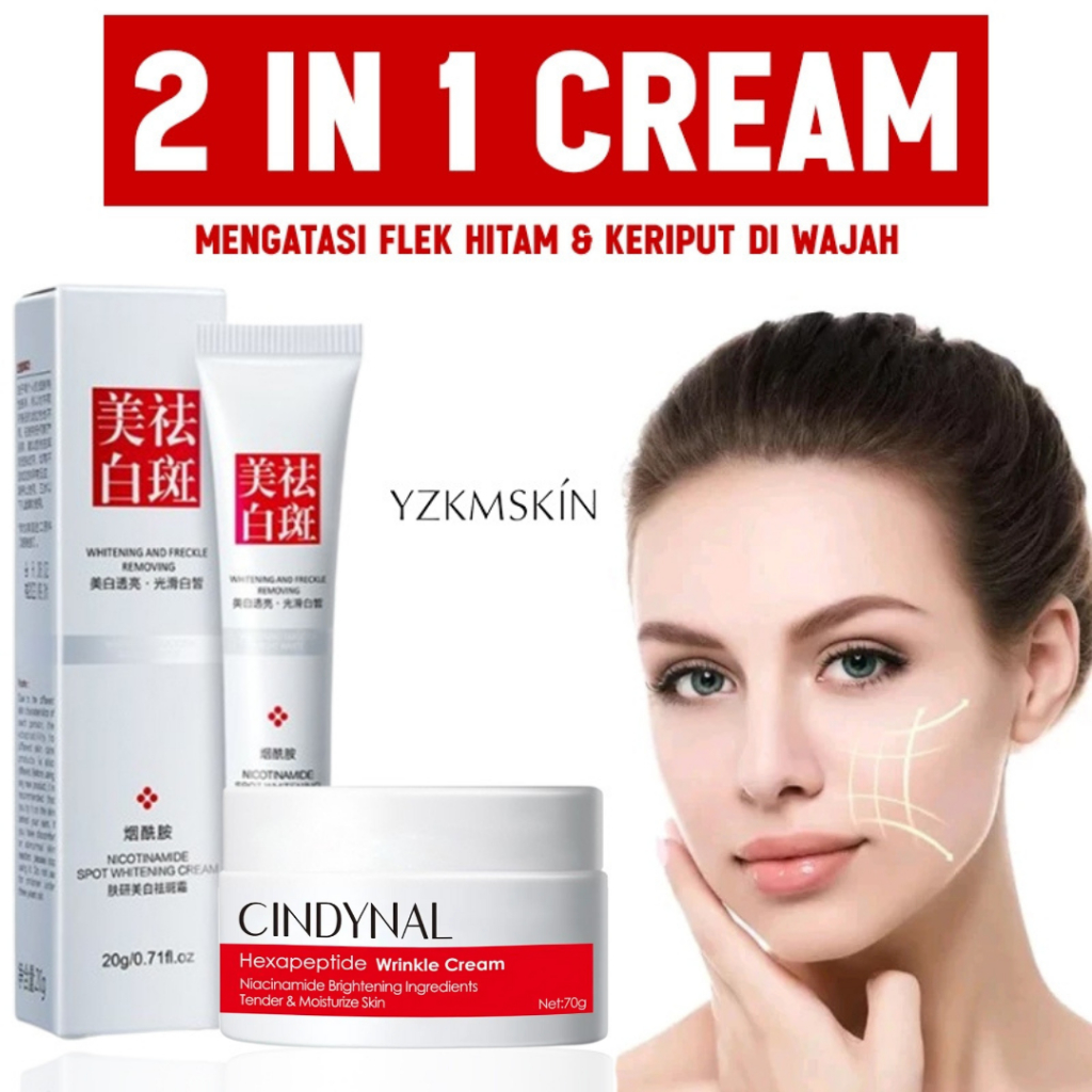 YZKMSKIN - 2 IN 1 Paket Hemat Cream Menghilangkan Flek Hitam & Kerutan / CINDYNAL  Moisturizer Hexap