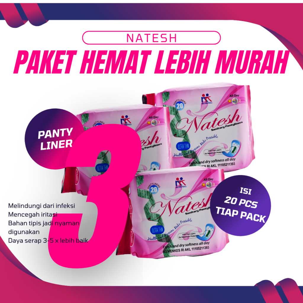 PAKET HEMAT (3 PAK) NATESH / PEMBALUT KESEHATAN / JAMINAN ORIGINAL TERMURAH