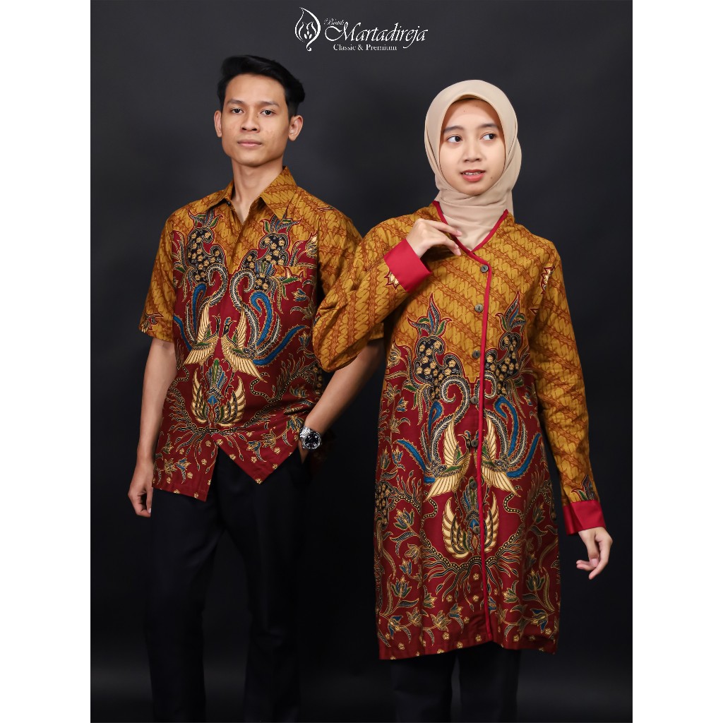 Batik Martadireja - Sarimbit Couple Tunik Kemeja Hem BJ161 Merah