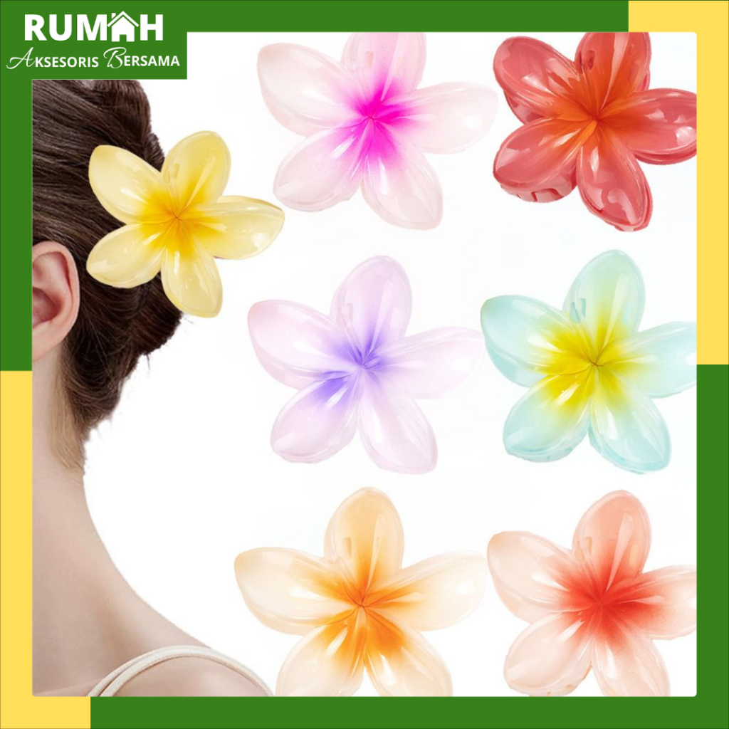 RAB JR519 Jepitan Rambut Cantik Model Bunga Kamboja Hair Clip Bunga Bali Aksesori Rambut Wanita
