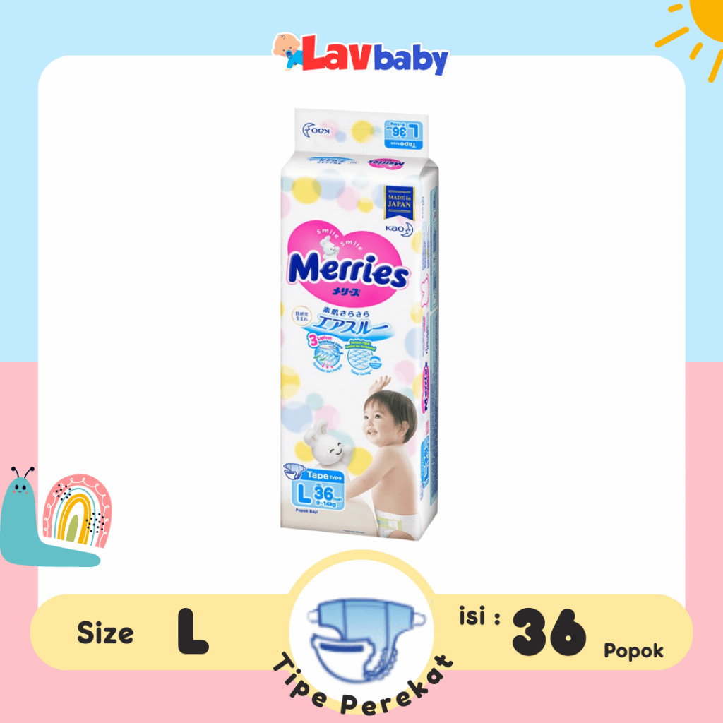 TAPE L36 - Merries Premium L 36 L36 Tape Perekat diapers popok bayi LAVB