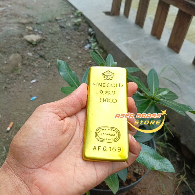 Diecast Fine Gold 999.9 Replika Emas Batangan Alumunium Miniatus Emas Batangan 1000 Gram