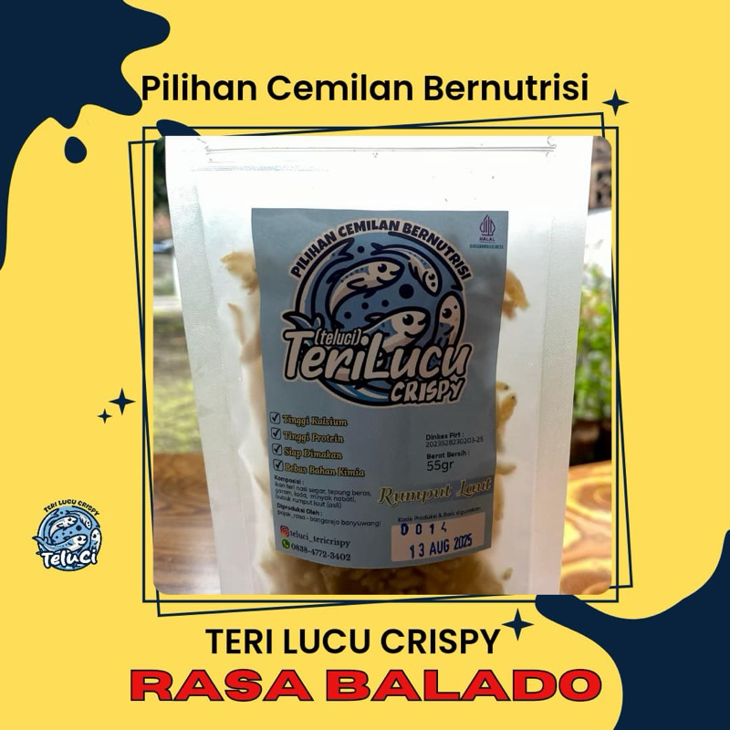 

Rasa Balado ,Teri Lucu Crispy.Teri Nasi 55 gram