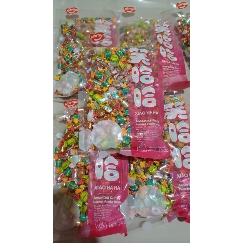 

Naraya permen xiaohaha.Permen aneka buah.1 bungkus berat 500gr.
