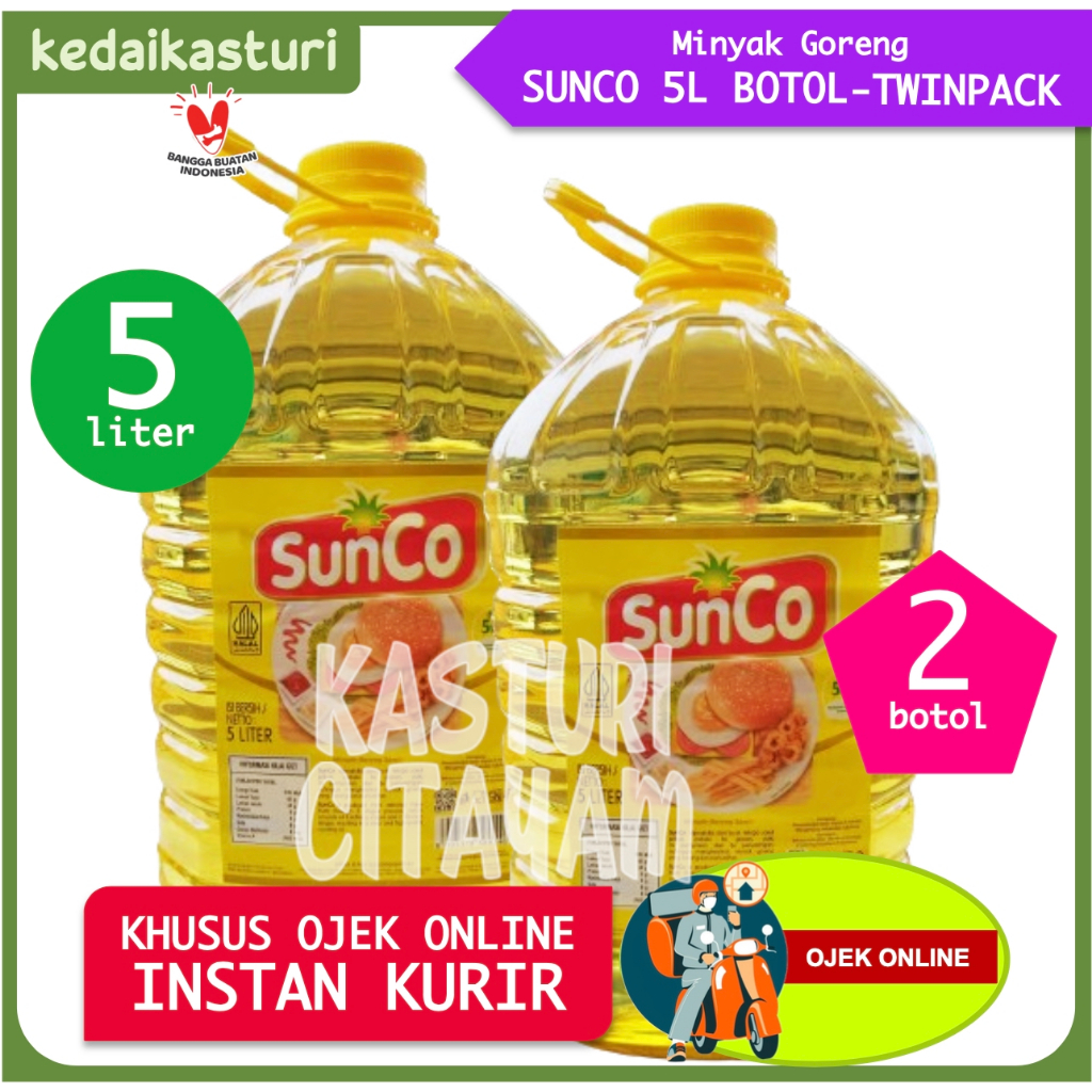 

Sunco 5 Liter x 2 Botol Minyak Goreng Kurir Instan - Twinpack