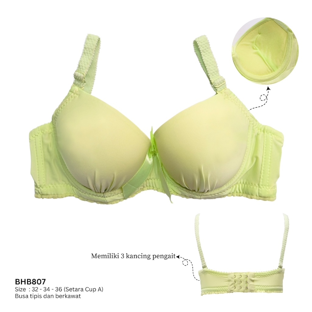 BH Wanita Kawat Busa Tipis Motif Polos