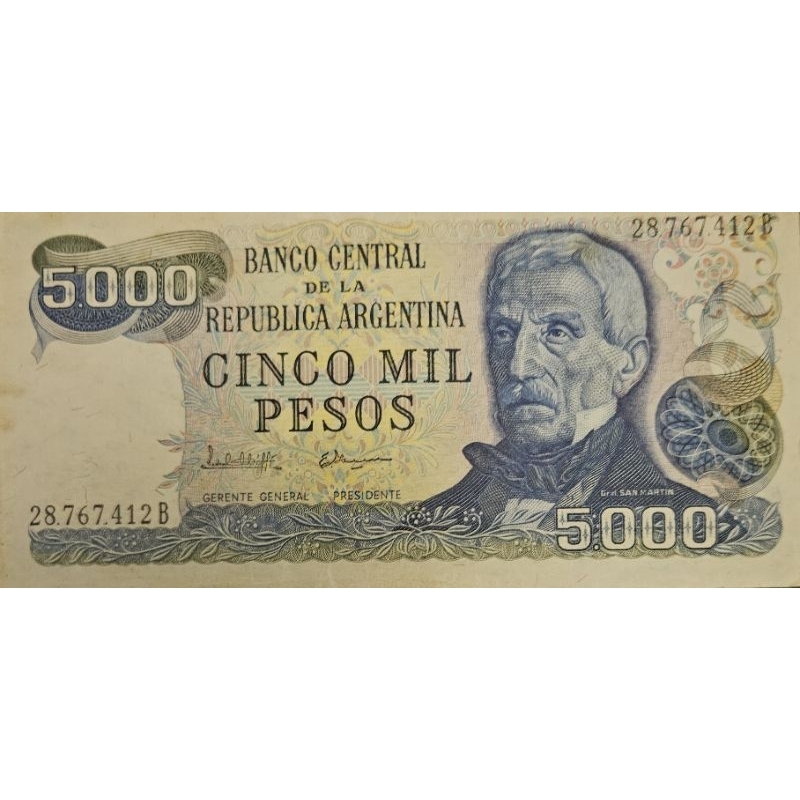 Uang Asing Negara Argentina 5000 Cinco Mil peso kondisi XF Dijamin Original 100%
