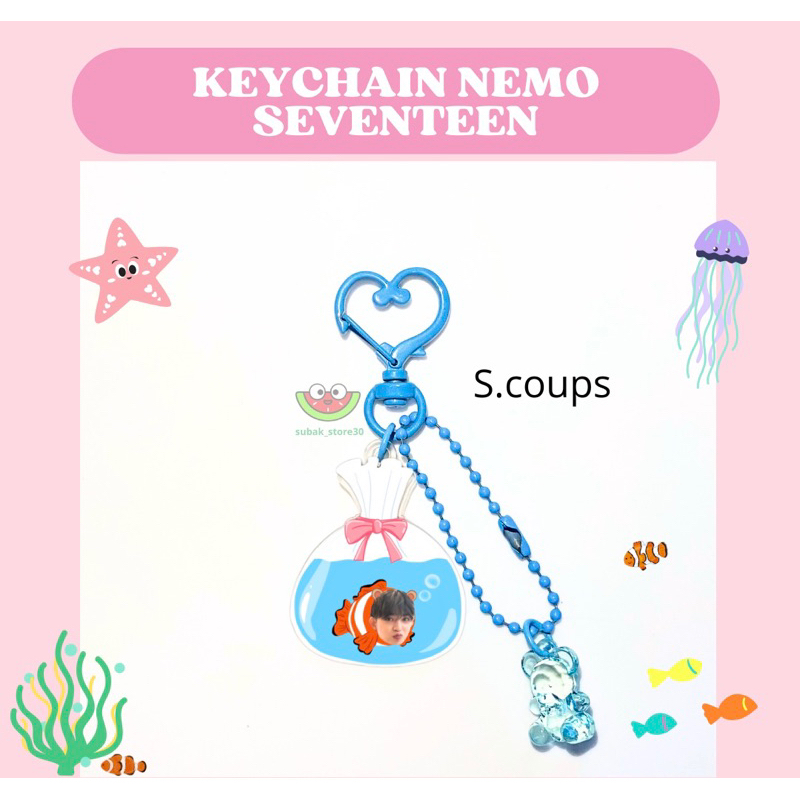 KEYCHAIN NEMO SEVENTEEN IKAN PRINTILAN KEYRING GANCI GANTUNGAN TAS KUNCI KONSER  BAGCHARM KADO HADIA
