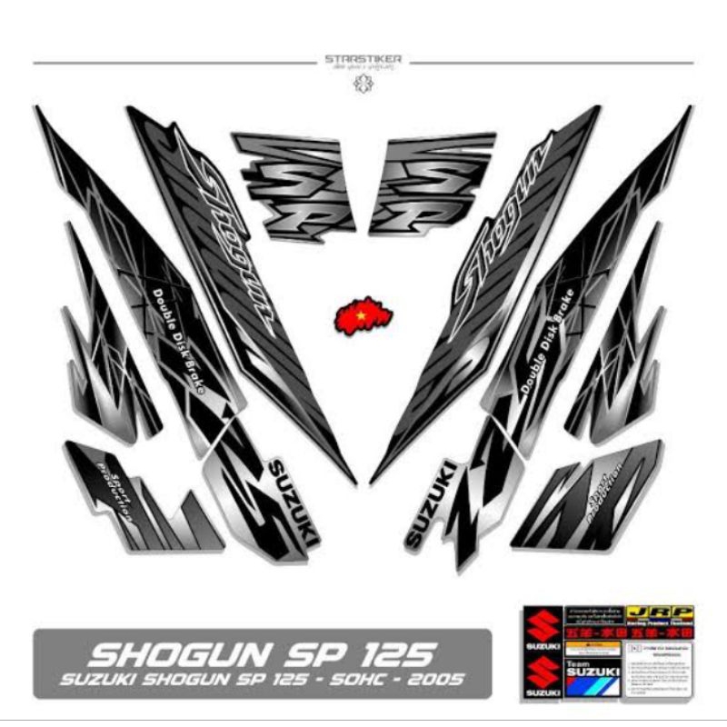 striping stiker list body Suzuki Shogun sp 125 THN 2007 hitam