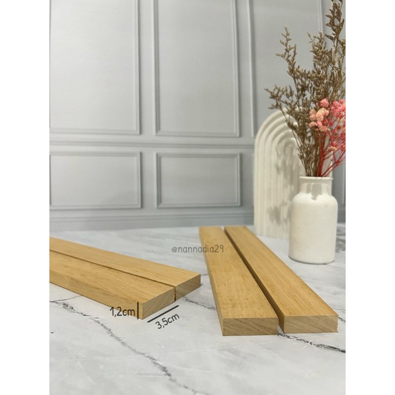 Lis profil / wall moulding kotak minimalis kayu ramin premium lebar 3,5cm tebal 1,2cm