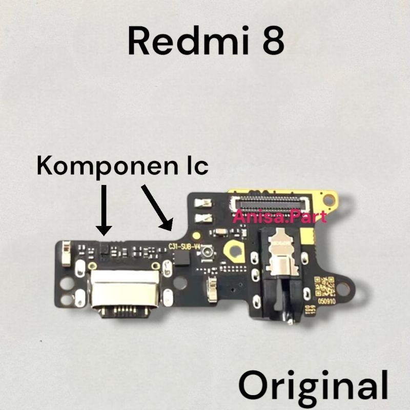 Connector Charger Xiaomi Redmi 8 Original Full Komponen Ic Papan Board Charger + IC Redmi 8