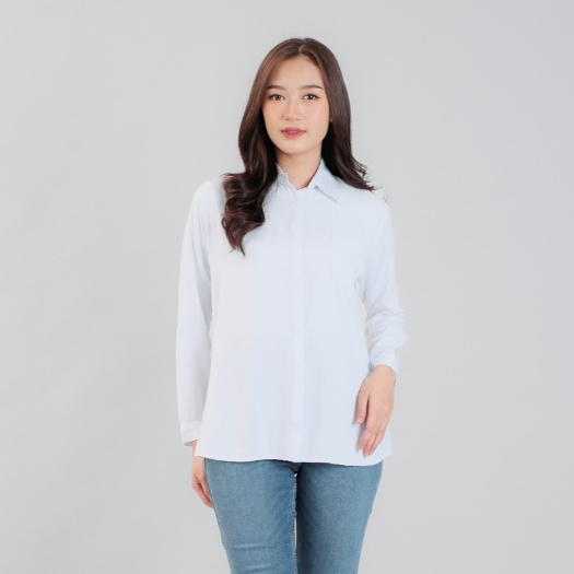 Kemeja Rayon Putih Wanita | Sabyca | Kemeja Wanita | Kemeja Wanita Kerja | Kemeja Rayon Putih Polos 