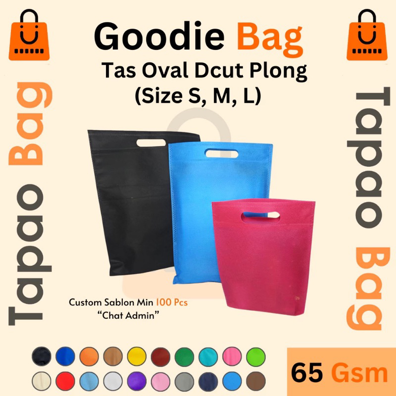 

[PROMO] Goodie bags Bag Tas Belanja Spunbond Model Oval Dcut Ukuran 25x35 Kantong Kain Souvenir
