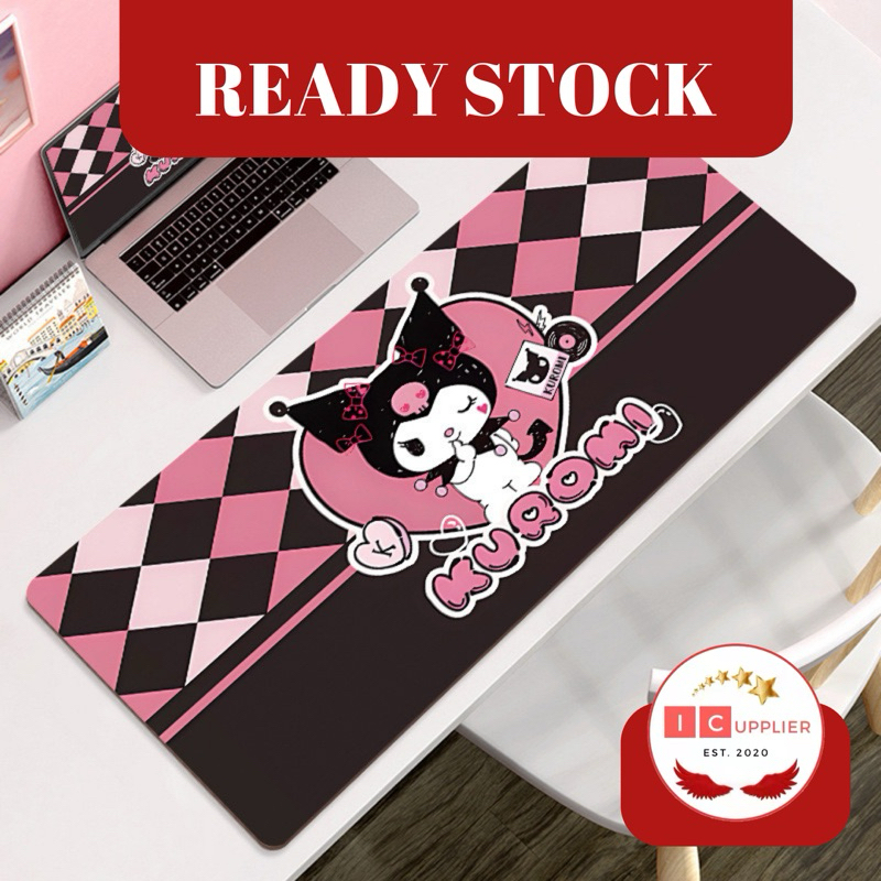 [LIMITED EDITION] Icupplier Premium Cute Gaming Mouse Pad 80x30cm tebal 3mm Motif Kuromi Black Pink 