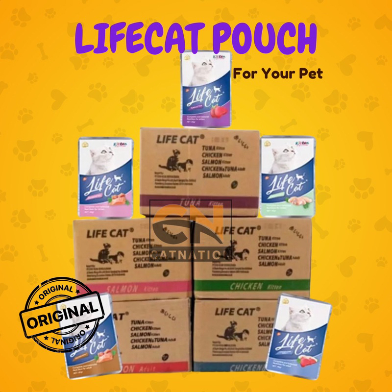 LIFE CAT POUCH [24 PCS / 1 BOX] Wet Food | Makanan Basah Kucing Lifecat Pouch 1 Dus 24 Pcs Life Cat 