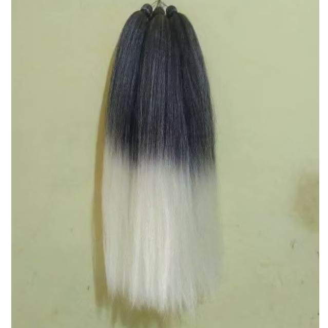 rambut sambung ombre 2 warna abu putih