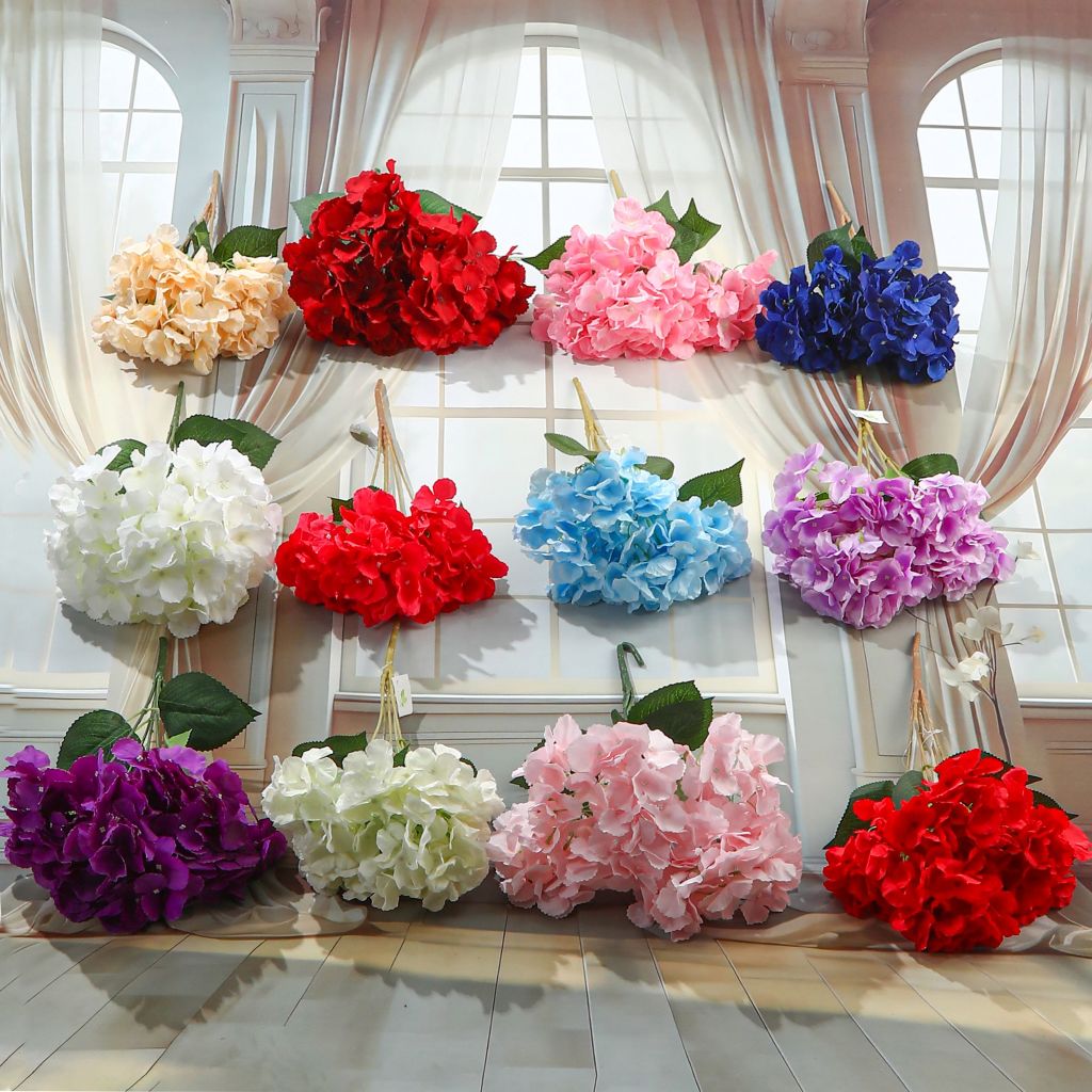 Bunga Hortensia Jumbo Artificial Hydrangea Bunga Artificial Dekorasi 5 Cabang Penjualan Grosir