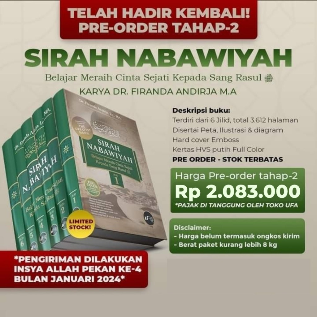 Sirah Nabawiyah KOMPLIT 1 Set Isi 6 JILID Full Color Belajar Meraih Cinta Sejati Kepada Sang Rasul S