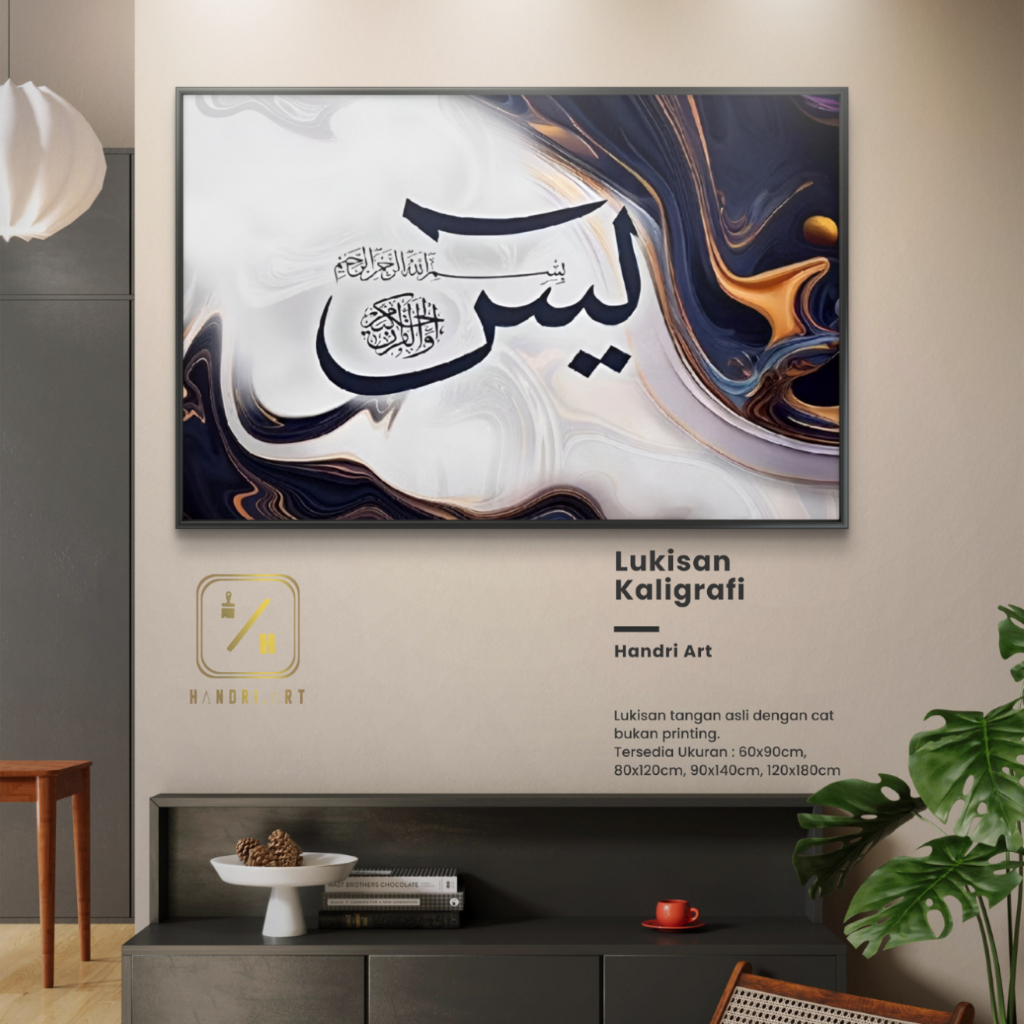 Lukisan Kaligrafi Aesthetic Minimalis , Pajangan Dinding Elegan Mewah (LUKISAN TANGAN ASLI)