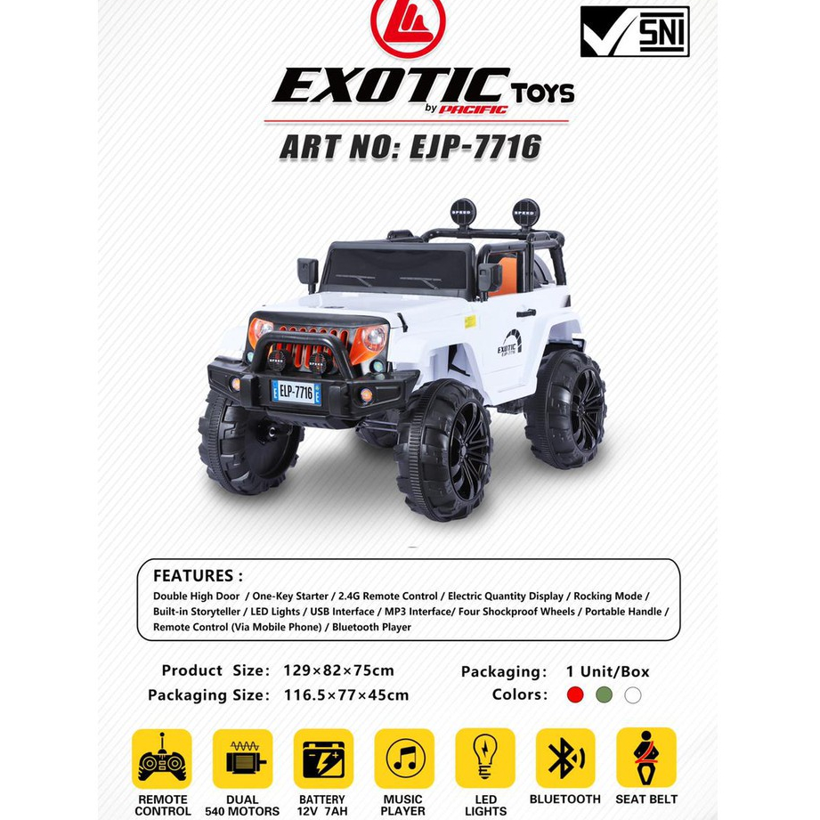 MAINAN MOBIL AKI ANAK EXOTIC JEEP RUBICON EJP 7716